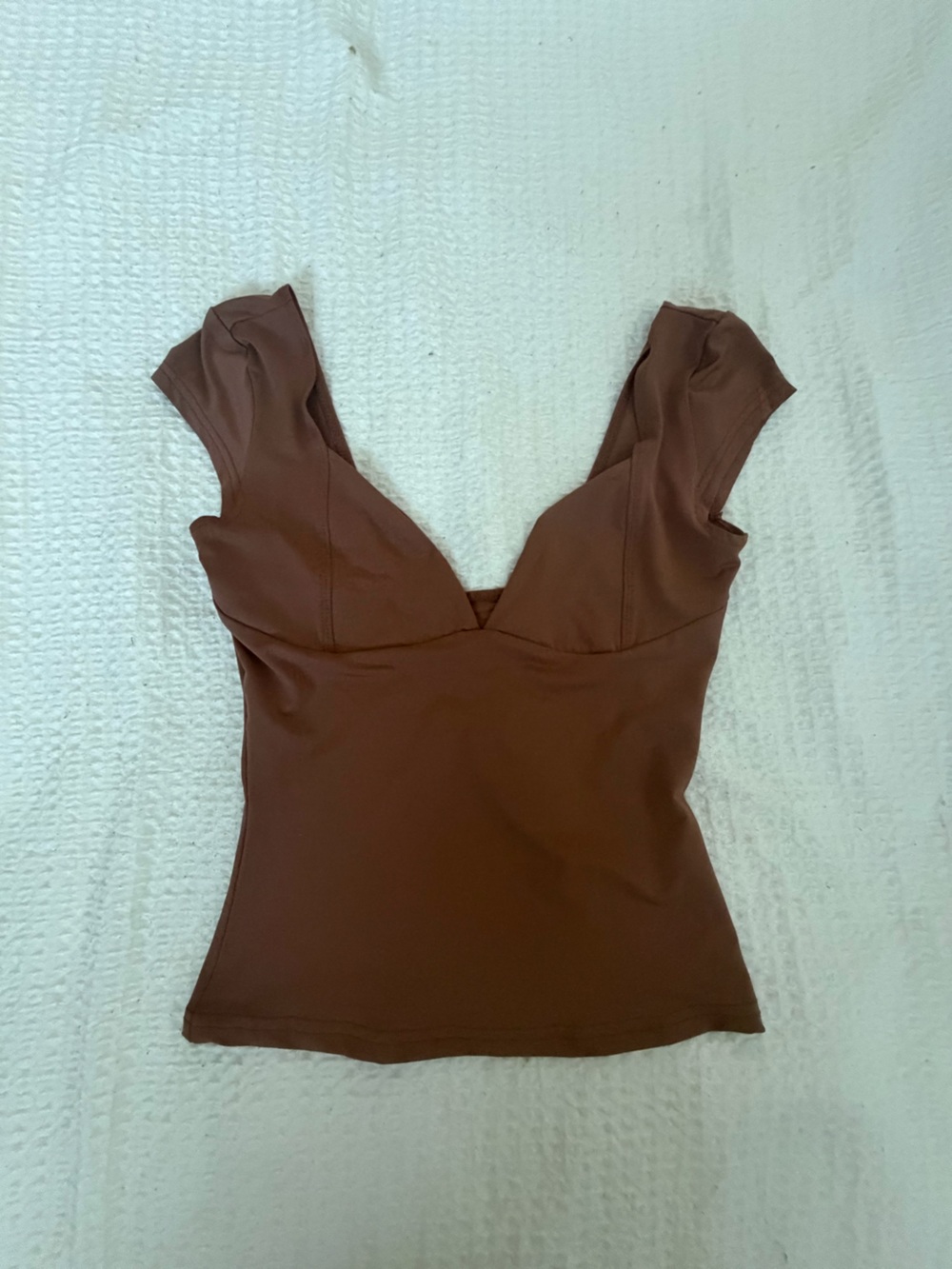 Brown Off-Shoulder Stretch Top